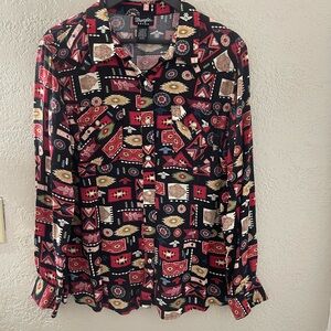 Wrangler‎ Western Multicolor Geometric Button-Up Shirt Size XLarge